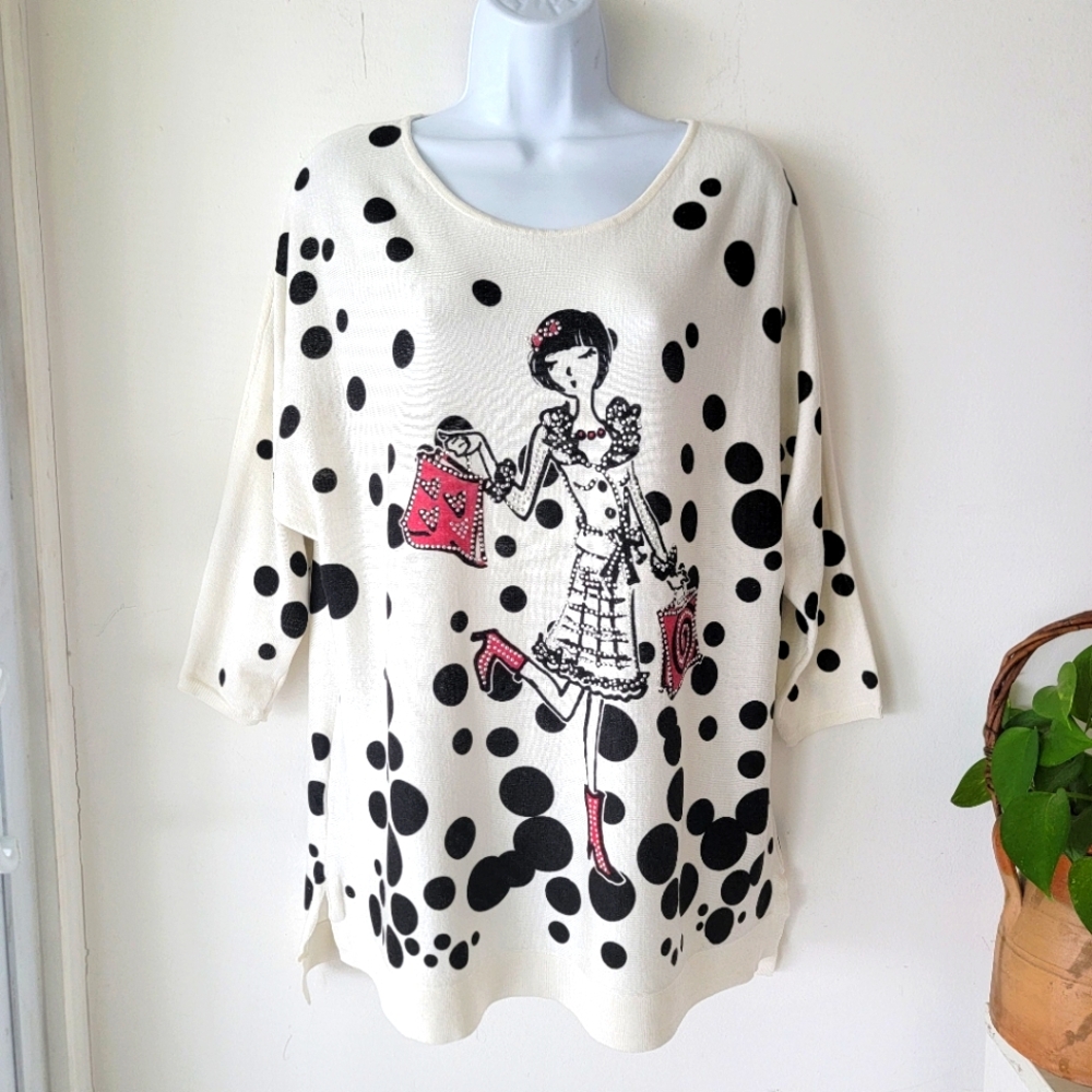 Colortree Cream/Black Polka Dot  Size L